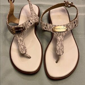 Michael Kors Patterned Sandals - Cream and Brown size 7M
